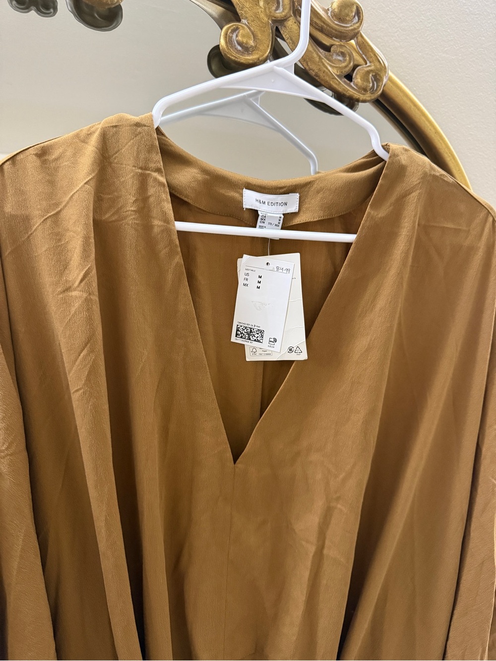 H&M V-Neck Maxi Tie-Detail Crêpe Dress kaftan - Picture 5 of 7
